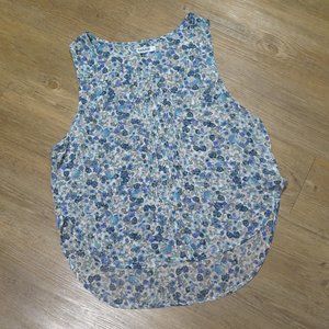 Garage Sheer Floral Top Blue and White